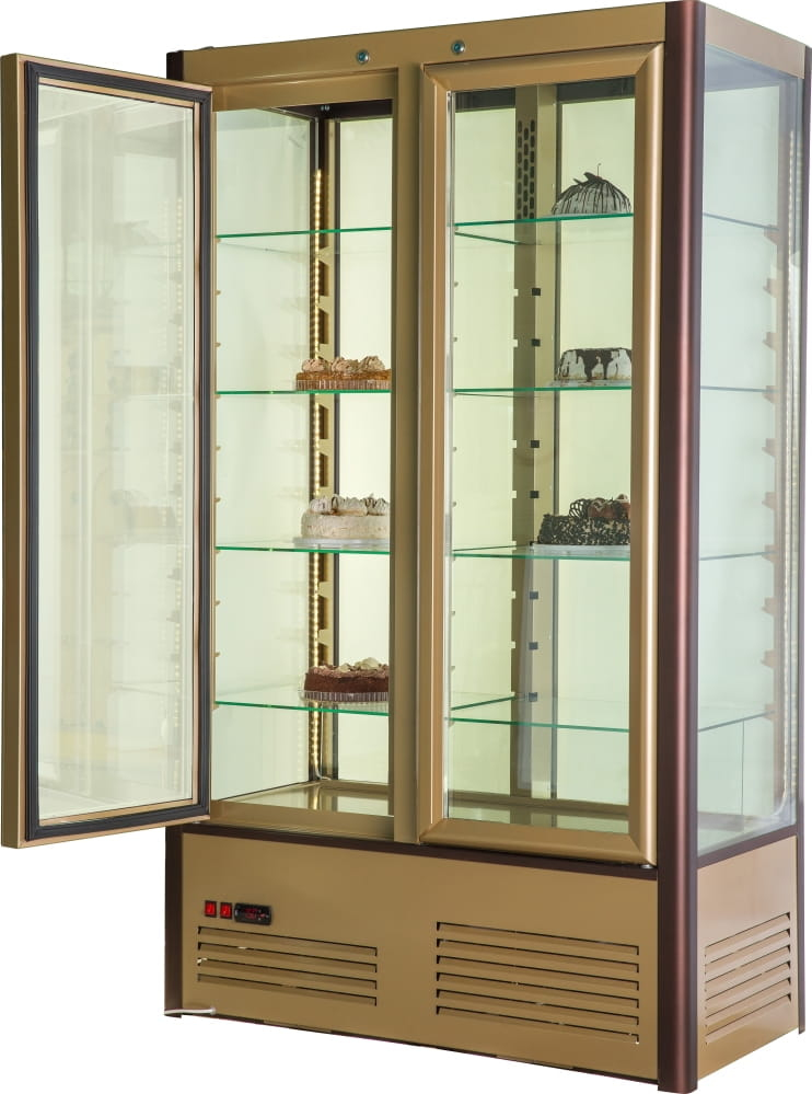 Кондитерская витрина CARBOMA R800C LATIUM (D4 VM 800‑1), 4 дверцы, стеклянные полки 
