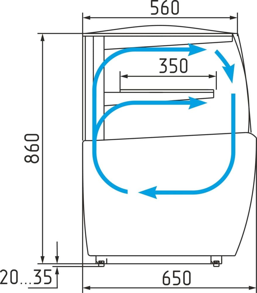 Кондитерская витрина CARBOMA MINI ВХСв‑0,9д FLANDRIA LIGHT (K70 VM 0,9‑12) 