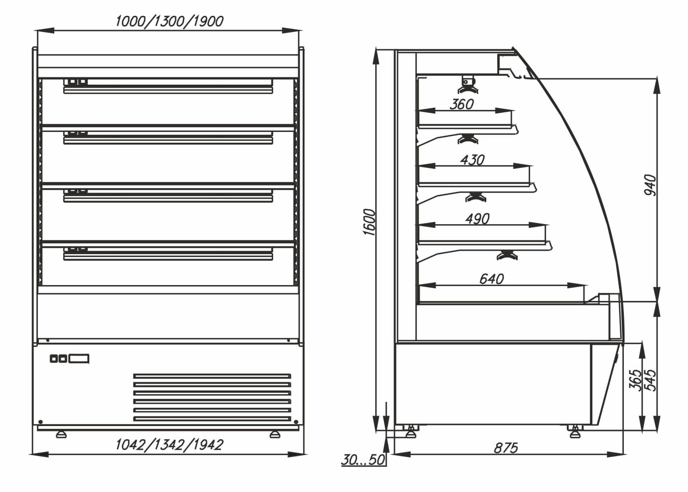 Тепловая горка CARBOMA 1600/875 BT‑1,3 TOKYO (F 16‑08 SH 1,3‑2) 