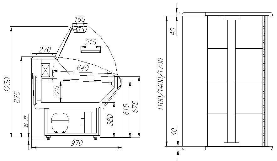 Холодильная витрина CARBOMA ВХС‑1,2 PALM (G95 SM 1,2‑1) 
