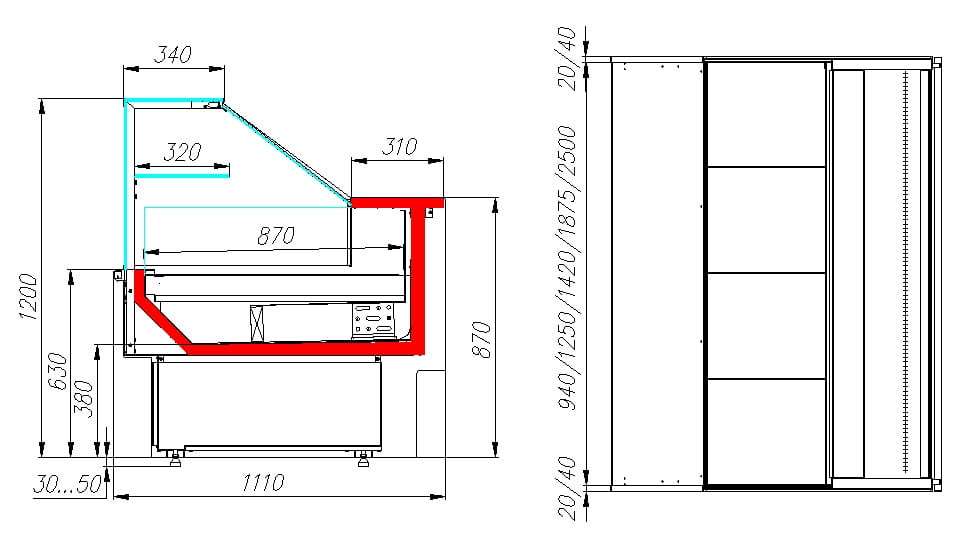 Холодильная витрина CARBOMA BAVARIA 2 GC110 VV 0,94‑1 0011‑9006 динамика 