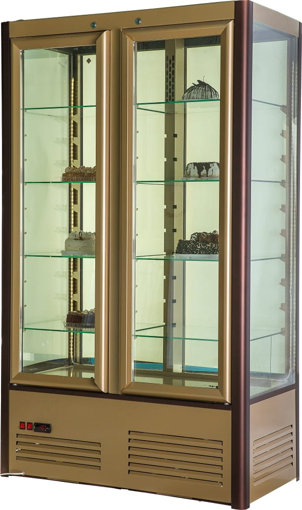 Кондитерская витрина CARBOMA R800C LATIUM (D4 VM 800‑1), 2 дверцы, стеклянные полки 