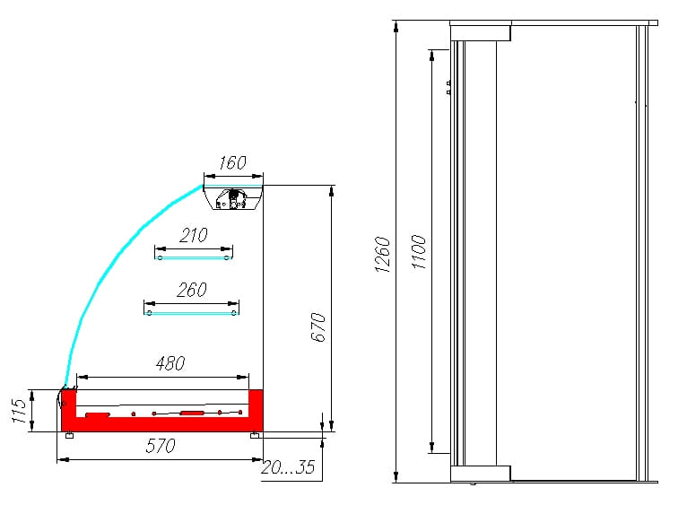 Тепловая витрина CARBOMA ВТ‑1,2 Арго XL (A57 SH 1,2‑1) 