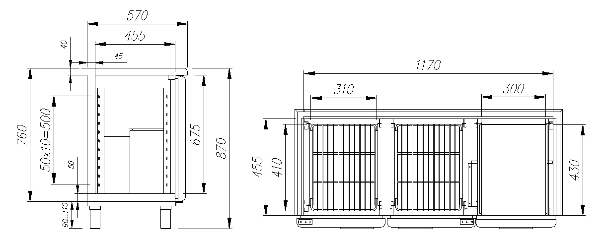 Холодильный стол CARBOMA T57 M2‑1‑G 0430 (BAR‑250С) 