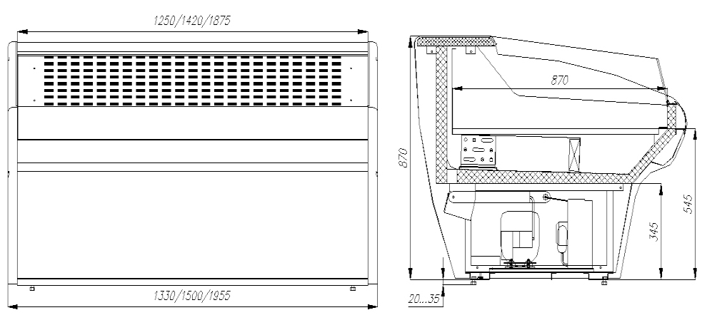 Холодильная витрина CARBOMA BAVARIA G110 VM 1,25‑2 динамика открытая 