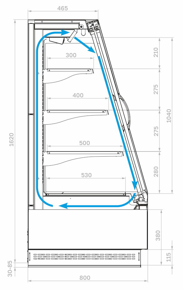 Холодильная горка CARBOMA TOKYO 2 STANDARD F16‑08 VV 1,0‑1 X1 2.0 INOX 