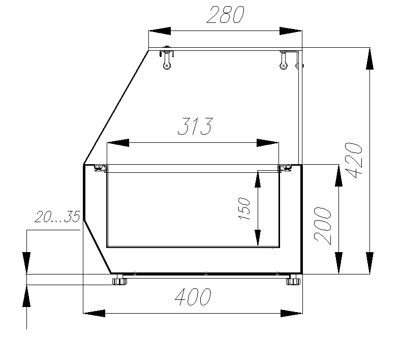 Холодильная витрина CARBOMA IDO A40 SM 1,2‑G (3 GN 1/3 + 1 GN 1/2) 
