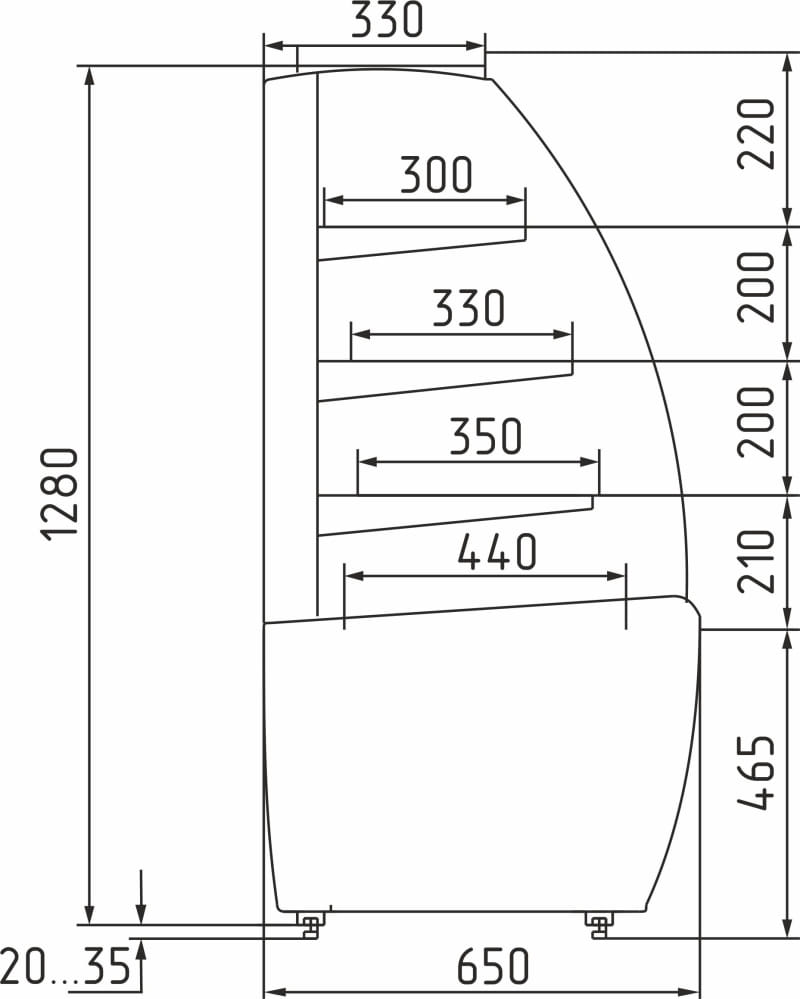 Нейтральная витрина CARBOMA FLANDRIA LIGHT K70 N 0,9‑1 