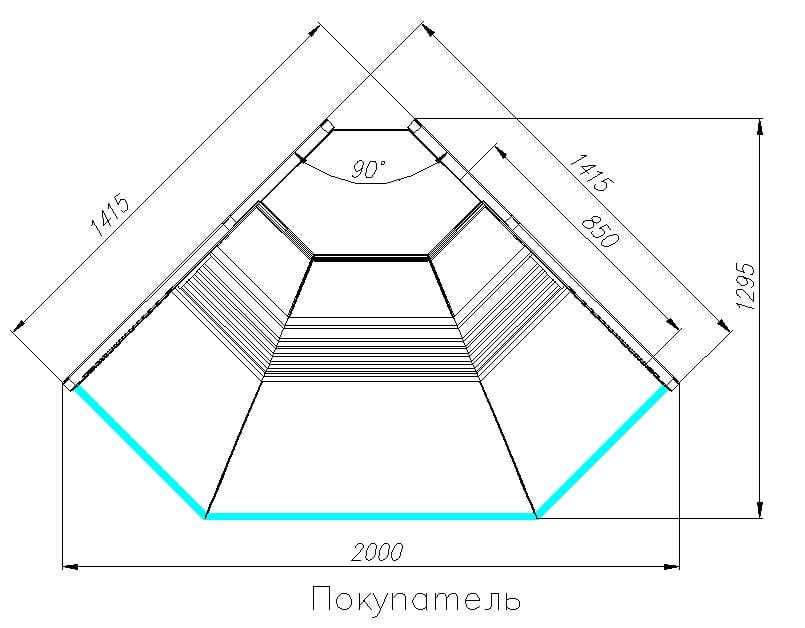 Холодильная витрина CARBOMA ATRIUM G120 VM‑5 динамика (внешний угол) 
