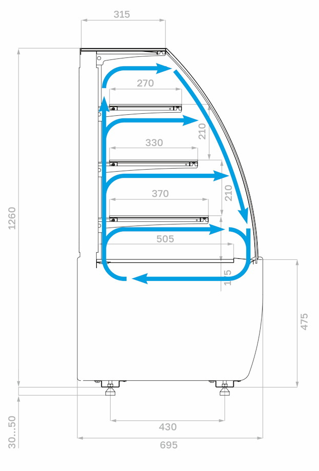Кондитерская витрина CARBOMA FLANDRIA 2 STANDARD K70 VV 1,3‑1 2.0 