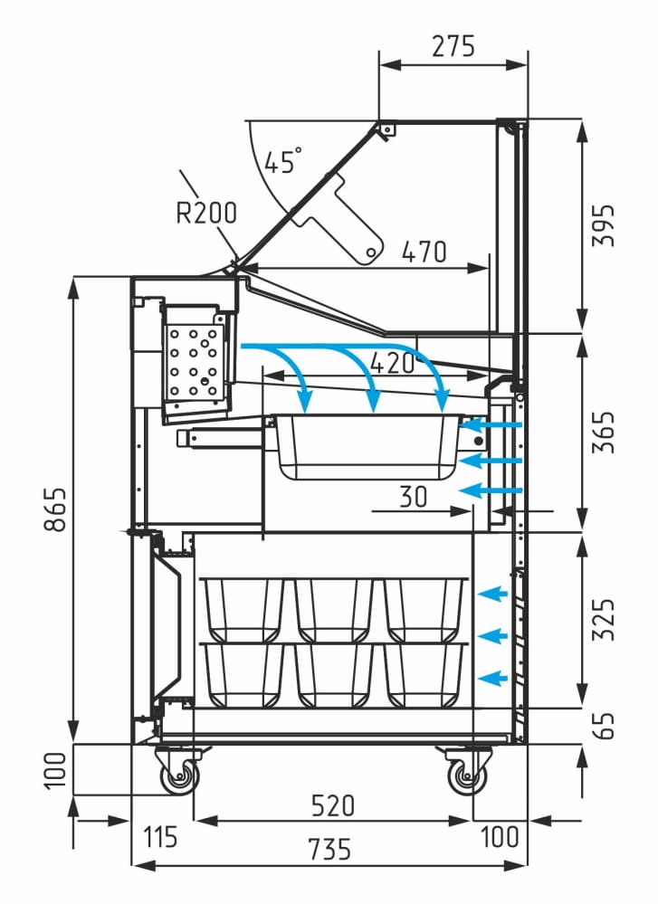 Морозильная витрина CARBOMA BLISS IC72 SL 1,3‑1 9003 для мороженого 